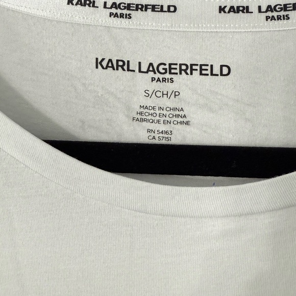 Karl Lagerfeld White T-Shirt with Gold Sequined Logo - Picture 3 of 10